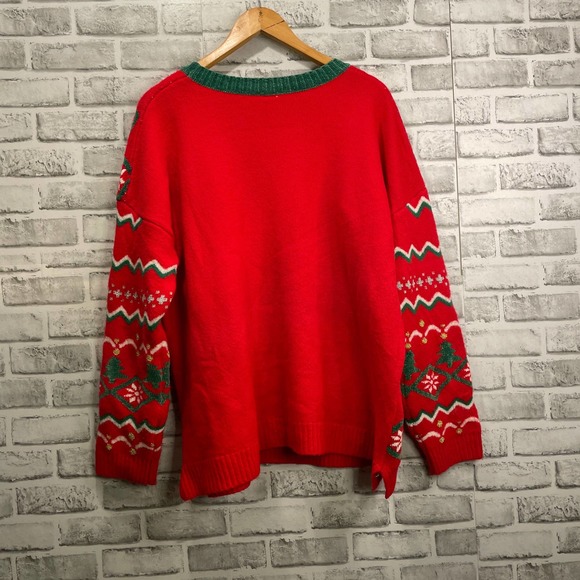 Holiday Time Sweater Red Green Merry Christmas 1X (16W-18W) - Picture 2 of 9